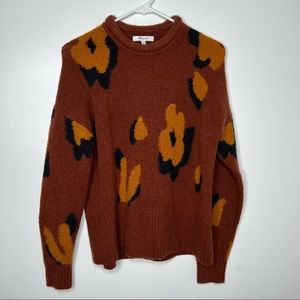 leopard intarsia fulton pullover sweater